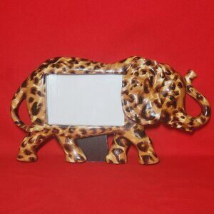 Decoupage Elephant Figurine Photo Picture Frame